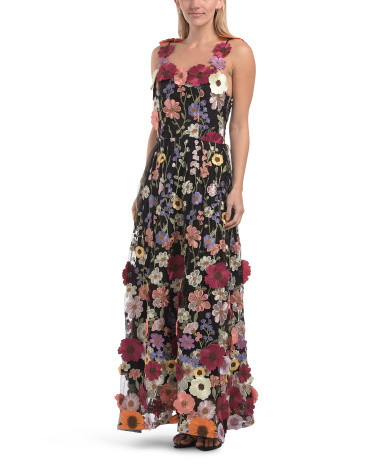 Sleeveless 3d Floral Gown | TJ Maxx