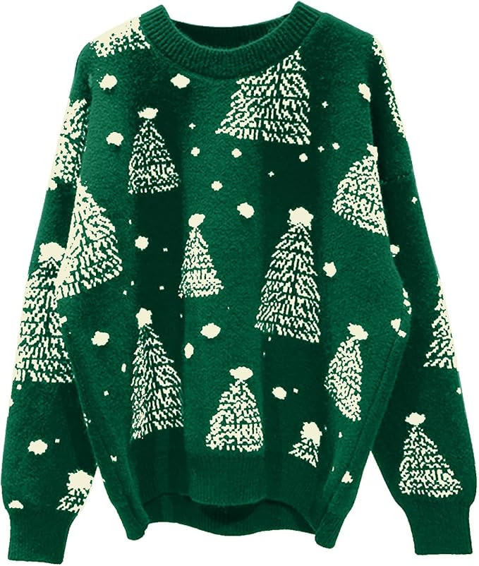EGELEXY Women Christmas Sweater Funny Christmas Tree Sweater Sweatshirt Long Sleeves Knitted Pull... | Amazon (US)