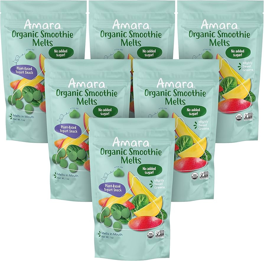 Amara Smoothie Melts - Mighty Sweet Greens - Baby Snacks Made With Fruits and Vegetables - Health... | Amazon (US)