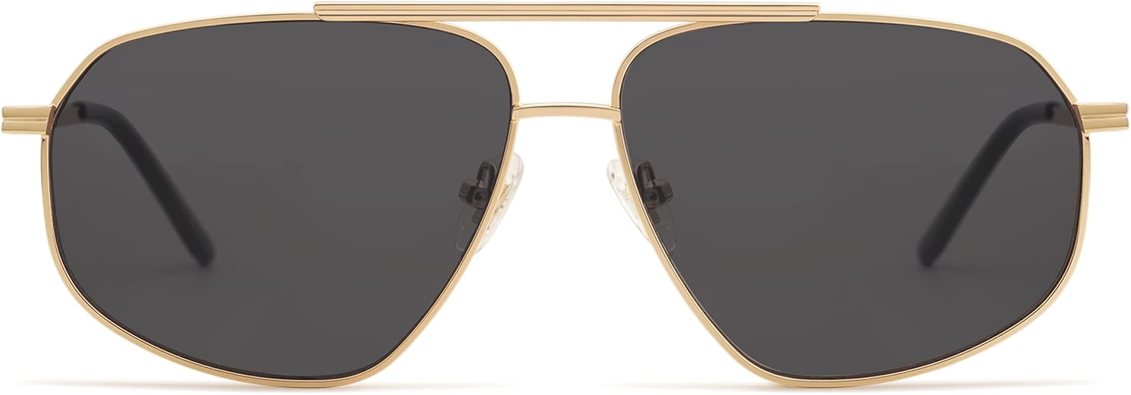 SOJOS Retro Aviator Sunglasses for Women Men Trendy Double Bridge Metal Frame UV400 Lens SJ1200 | Amazon (US)