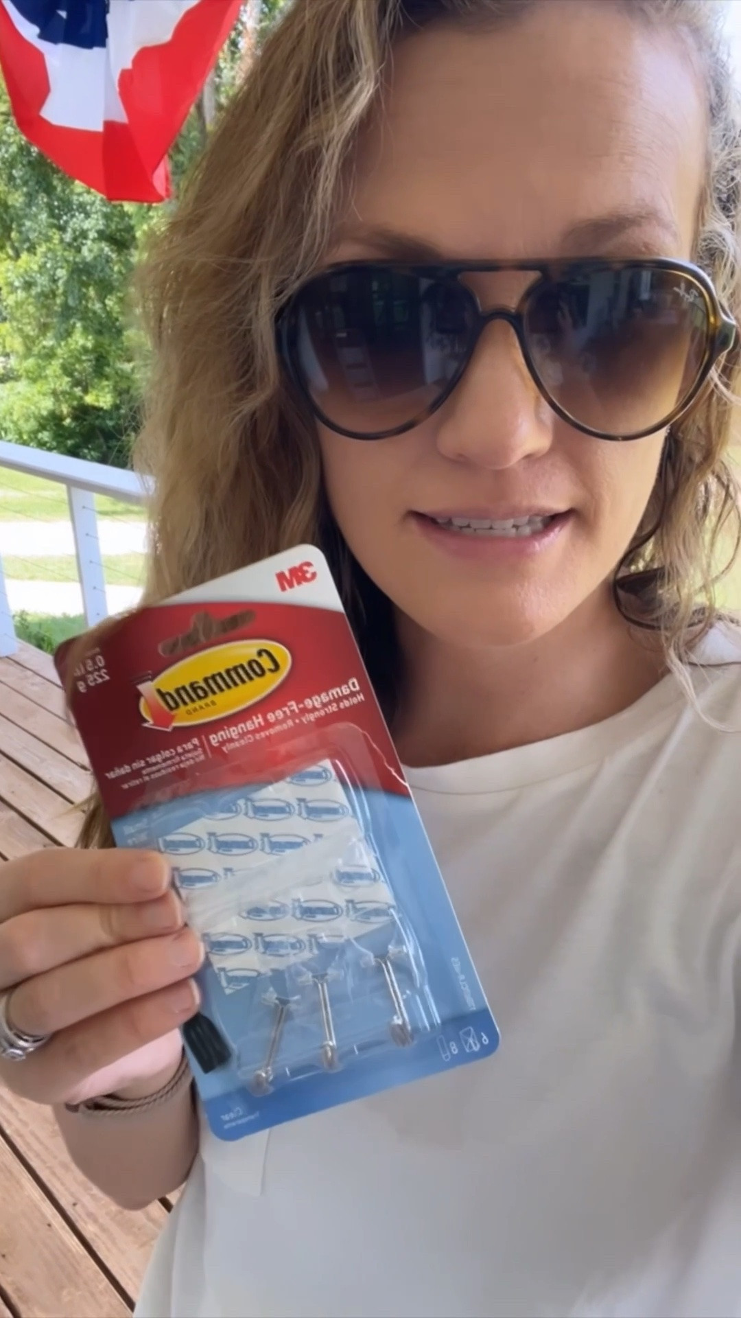 This is how I hang our American flag bunting on our front porch! I’m usually not crazy about command hooks but these work really well to hang these flags – the trick is you have to clean the spot with rubbing alcohol first to make it adhere really well and it does work! ￼ I usually hang mine before Memorial Day and they last well through the Fourth of July! Perfect for your patriotic, red, white and blue front porch! ￼

#LTKHome #LTKSeasonal #LTKstorytime