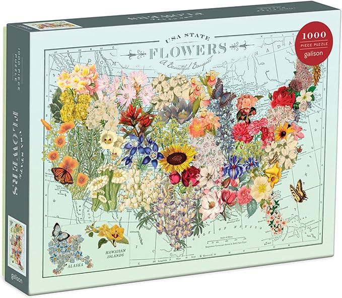 Galison Wendy Gold USA State Flowers Puzzle, 1000 Pieces, 20” x 27” – Jigsaw Puzzle Featuri... | Amazon (US)
