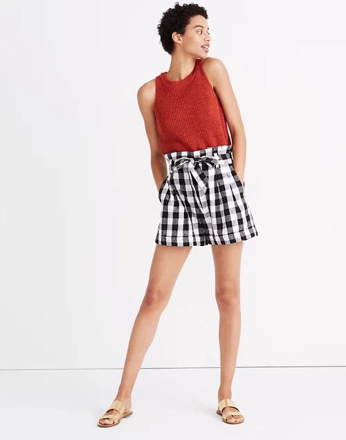 Linen-Cotton Paperbag Shorts in Gingham Check | Madewell