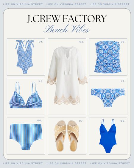 BEACH OUTFIT IDEAS! Loving these blue and white swim favorites from J Crew! Includes a shoulder tie swimsuit in the most gorgeous blue and white tile pattern, an eyelet coverup, strapless swimsuit, blue and white striped bikini, polka dot raffia slide sandals, and a scalloped one piece swimsuit! Perfect for lounging at the pool or a day at the beach! And they’re all on sale today!
.
#ltkswim #ltktravel #ltkseasonal #ltkfindsunder50 #ltkfindsunder100 #ltkstyletip #ltkover40 #ltksalealert #ltkshoecrush #ltkmidsizr

#LTKSaleAlert #LTKSwim #LTKFindsUnder50