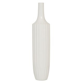 Tall Round White Ceramic Textured Vase 23" X 6" - 5 x 5 x 23 | Bed Bath & Beyond
