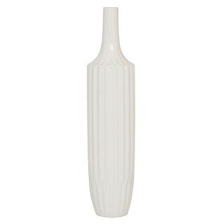 Tall Round White Ceramic Textured Vase 23" X 6" - 5 x 5 x 23 | Bed Bath & Beyond