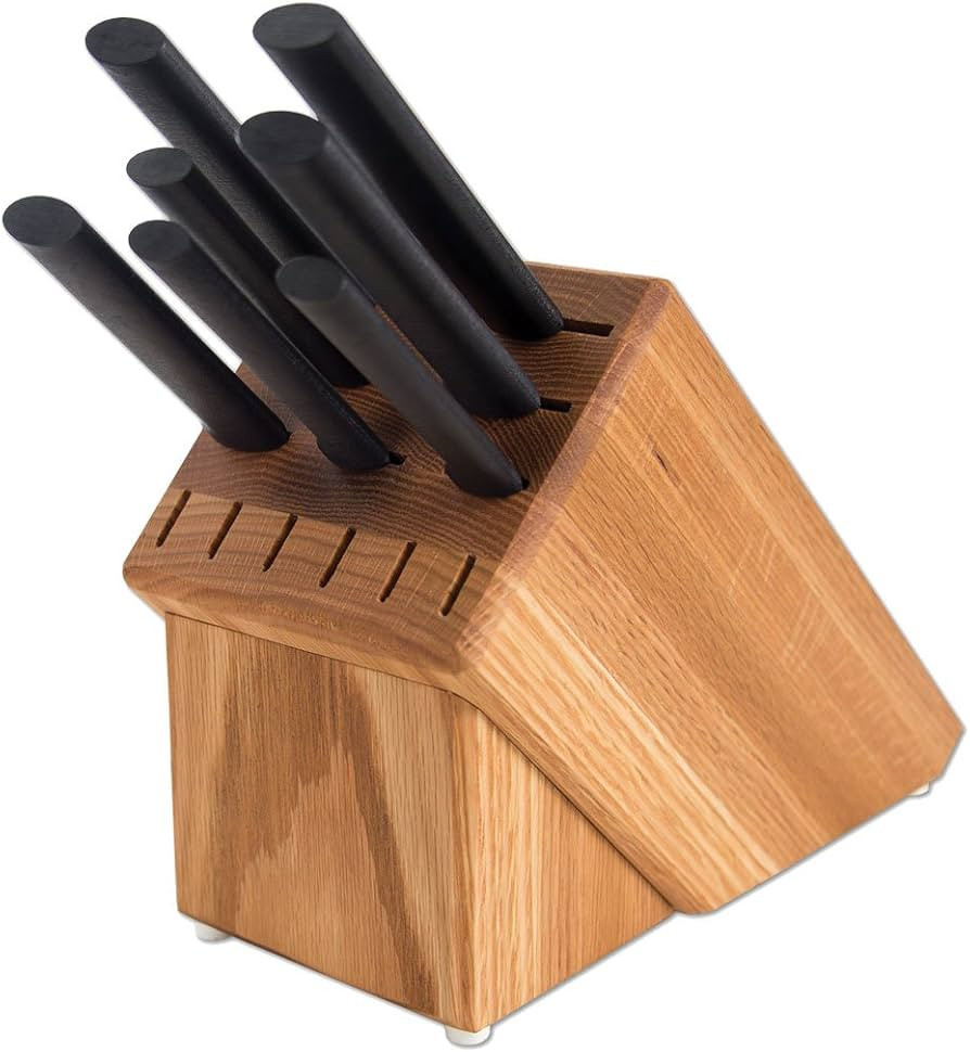 Rada Cutlery Essential Oak Block with 7 Pc Stainless Steel Kitchen Knife Set with Black Resin Han... | Amazon (US)