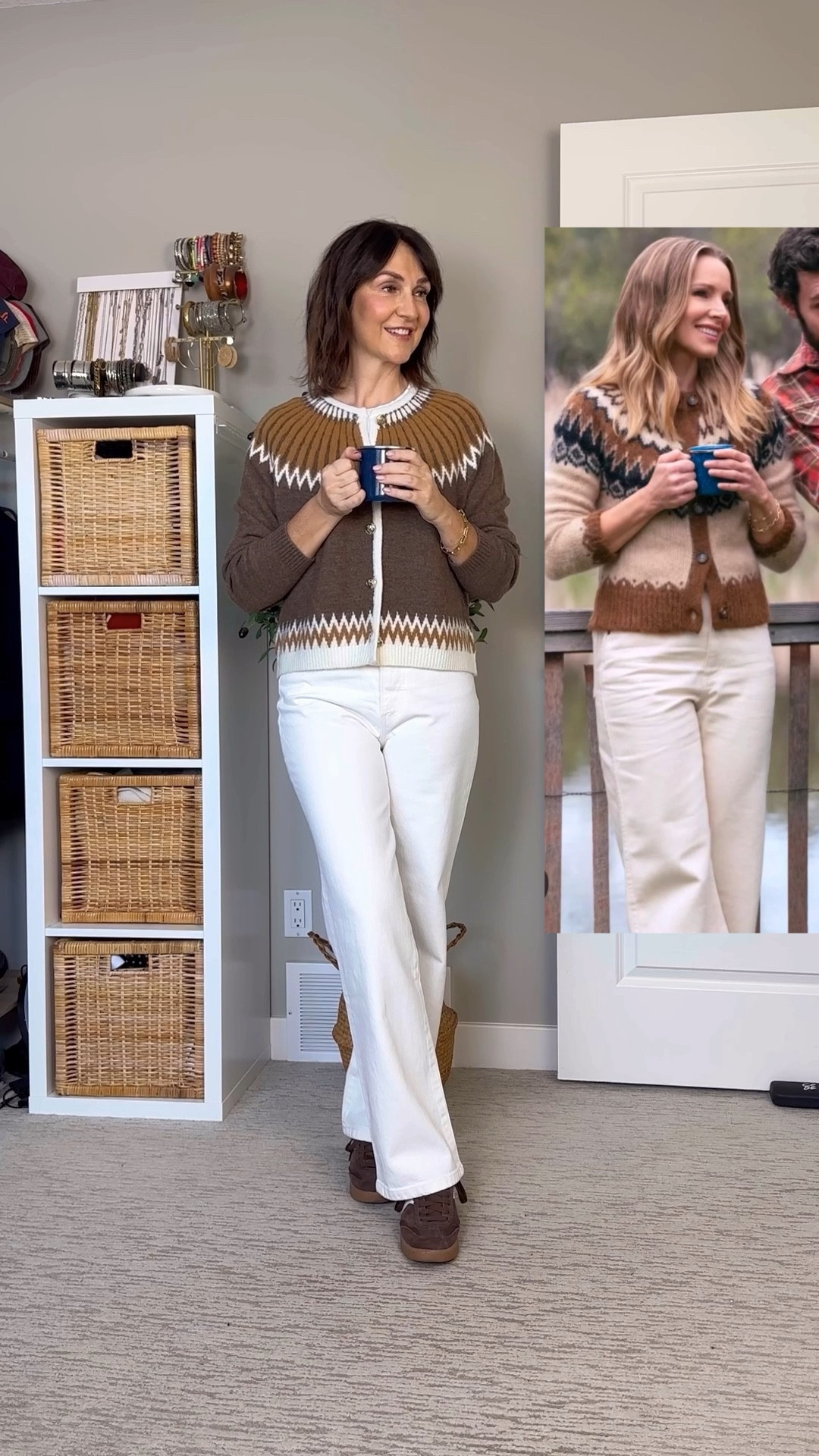 Recreating an outfit from Nobody wants this with some cute basics from Rickis! Use my code CBSTYLED15 for an additional 15% off! My soft fair isle cardigan is 30% off! Fits tts, I’m 5’ 7” and sized up to M and it’s roomy. My jeans are the perfect straight wide leg style and also 30% off! I’m in my usual size 4. My bracelet and white tee are also 30% off! Linked my sneakers (this color is sold out)


#LTKStyleTip #LTKFindsUnder50 #LTKSaleAlert