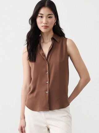 Silky Collared Top | Banana Republic Factory