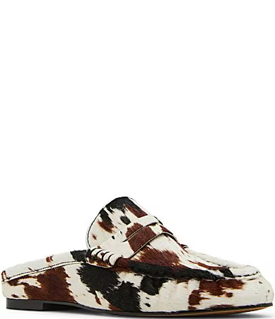 Steve Madden Rafe Cow Print Haircalf Penny Loafer Mules - 9.5 | Dillard's