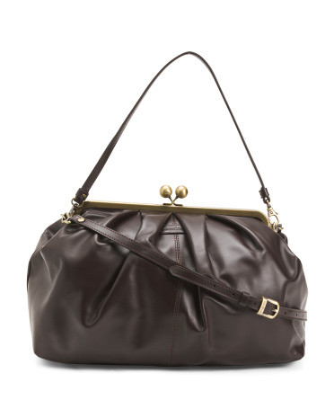 Leather Oversized Frame Clutch | TJ Maxx
