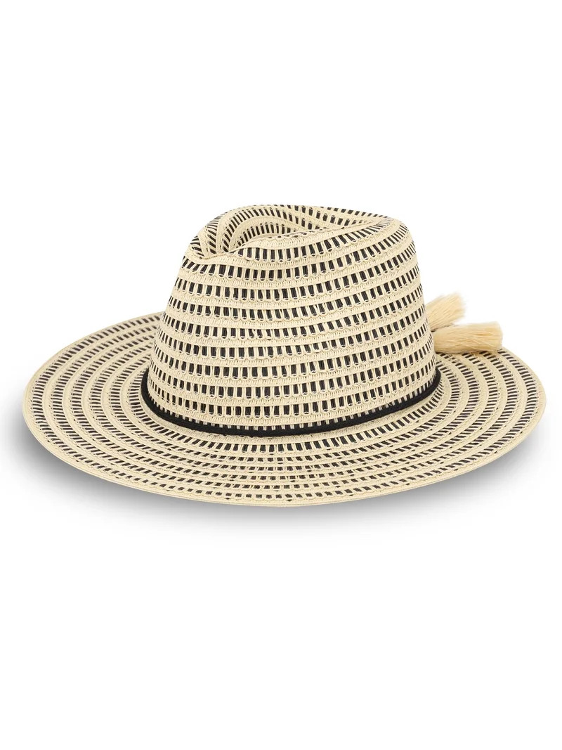 Jessica Simpson Women's Two-Tone Panama Sunhat with Fringe | Walmart (US)