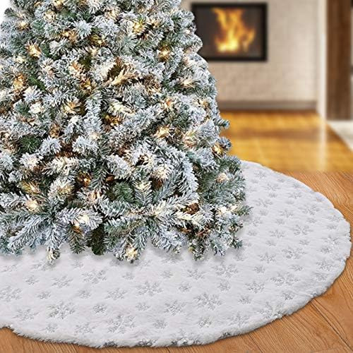 48inch Christmas Tree Skirt,Tree Skirt Christmas Decorations ,Luxury Faux Fur with Sequin Snowflakes | Amazon (US)