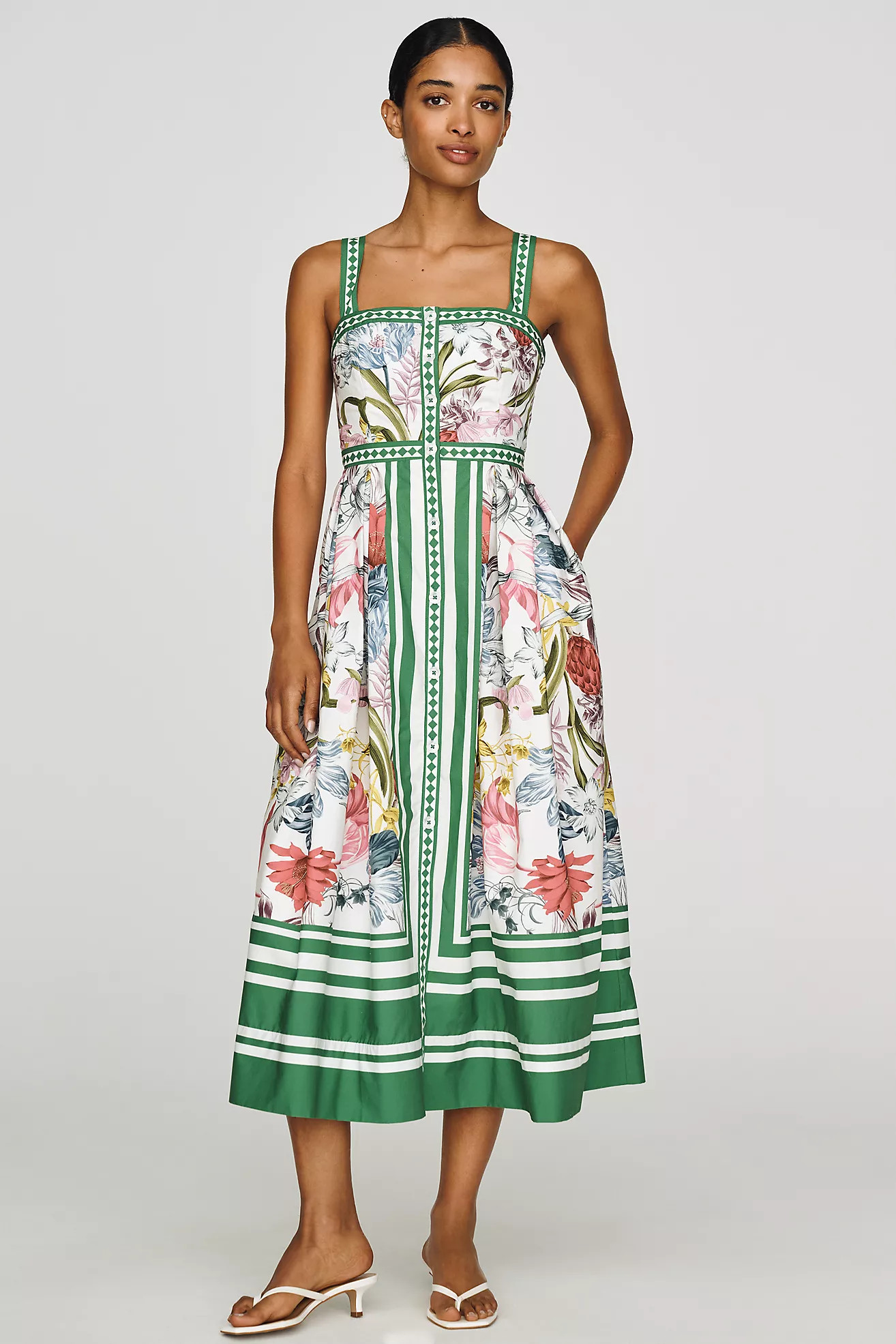 Maeve Cotton Printed Midi Dress | Anthropologie (US)