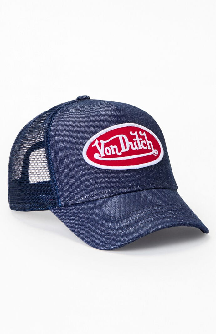 Von Dutch Denim Trucker Hat in Navy | PacSun
