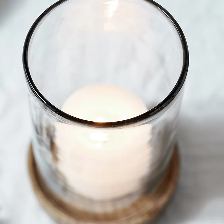 Mango Wood Hurricane Candle Holder | Candle Holders | The White Company | The White Company (UK)