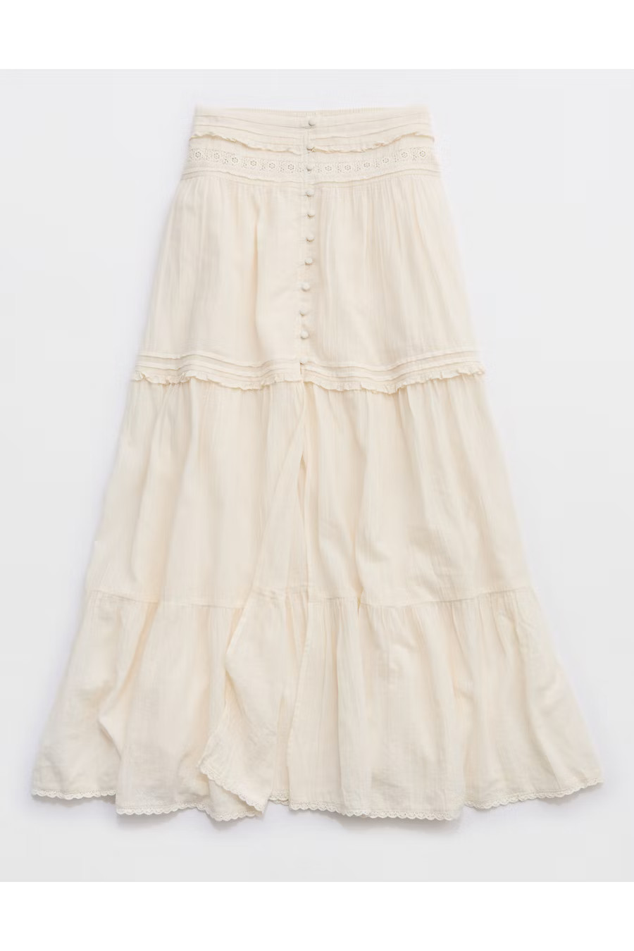 Aerie Boho Button Maxi Skirt Women's Natural XXL | Aerie
