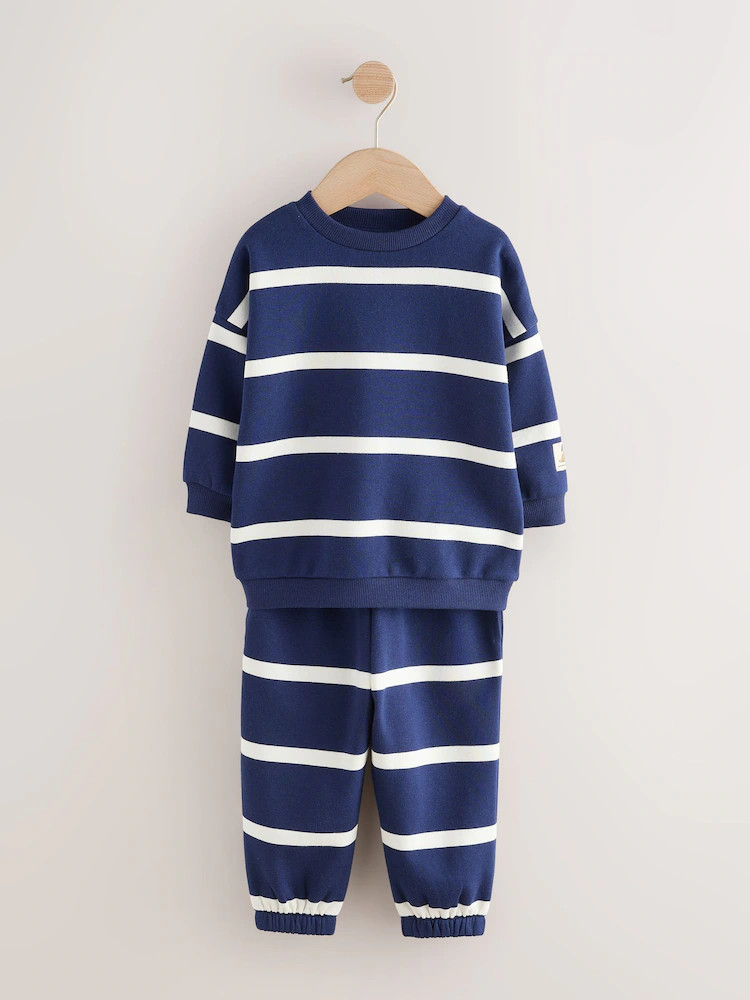 Navy All Over Print Crew Neck Sweat Top and Joggers Set (3mths-7yrs) | Next US