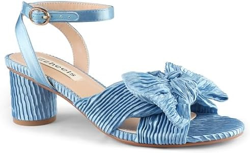 Zzheels Women's Bow Knot Heeled Sandals Open Toe High Block Ankle Strap Chunky Heels Bride Weddin... | Amazon (US)