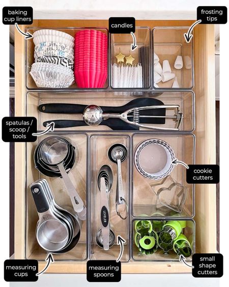 Our family loves to bake, so it makes sense for us to dedicate a kitchen drawer to the baking tools and items. It stays organized because every item has its own place, thanks to this modular storage system. home organization kitchen organization kitchen storage cabinet storage drawer organization kitchen tools cookie cutters measuring spoons measuring cups

#LTKhome #LTKfindsunder50 #LTKstyletip