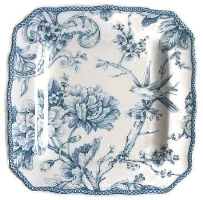 222 Fifth Adelaide Blue & White Salad Plates, Set of 4, Square | Amazon (US)