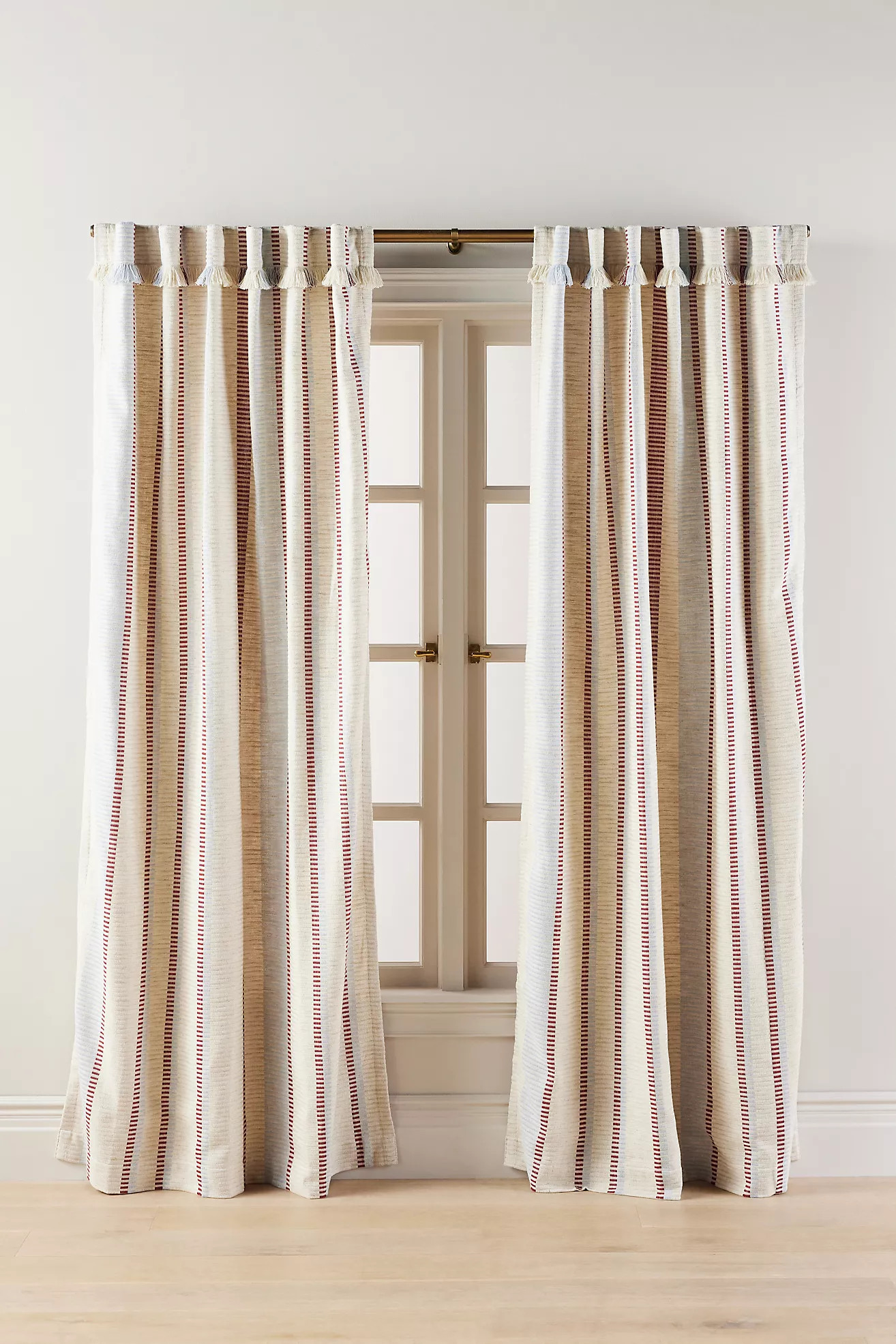 Pieced Stripe Cotton Blend Woven Curtain | Anthropologie (US)