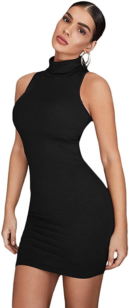 Floerns Women's Sleeveless Turtleneck Party Mini Bodycon Dress | Amazon (US)