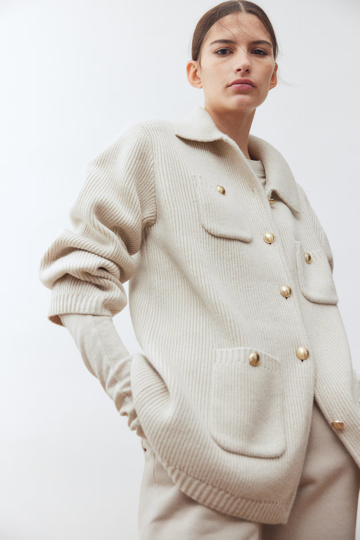 Cárdigan en punto acanalado de lana | H&M (FR, IT, ES, PT, BE)