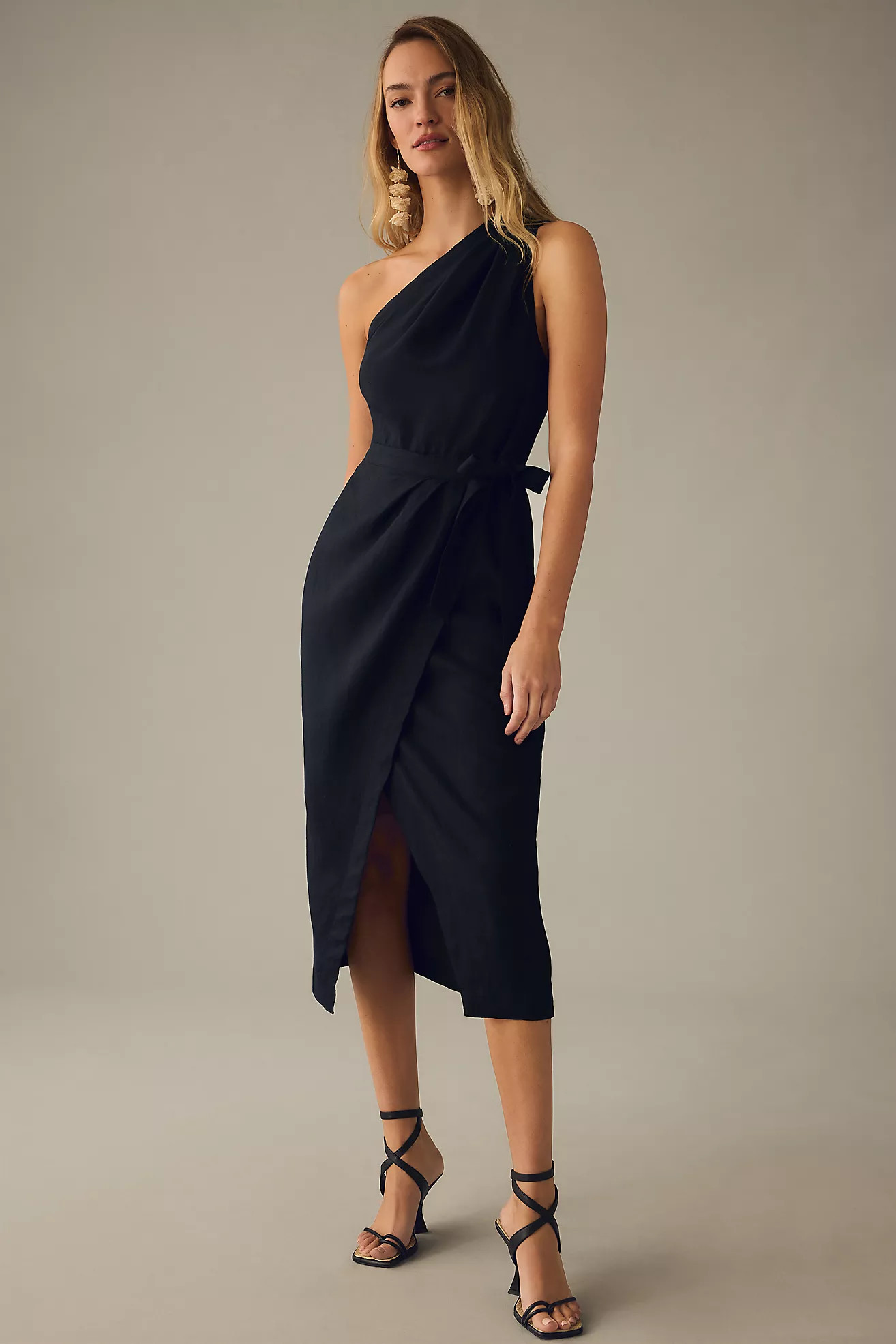 By Anthropologie One-Shoulder Linen Dress | Anthropologie (US)