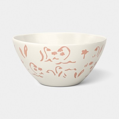 22.5oz Stoneware Aralia Bunny Cereal Bowl Hand Painted Pink - Threshold™ | Target