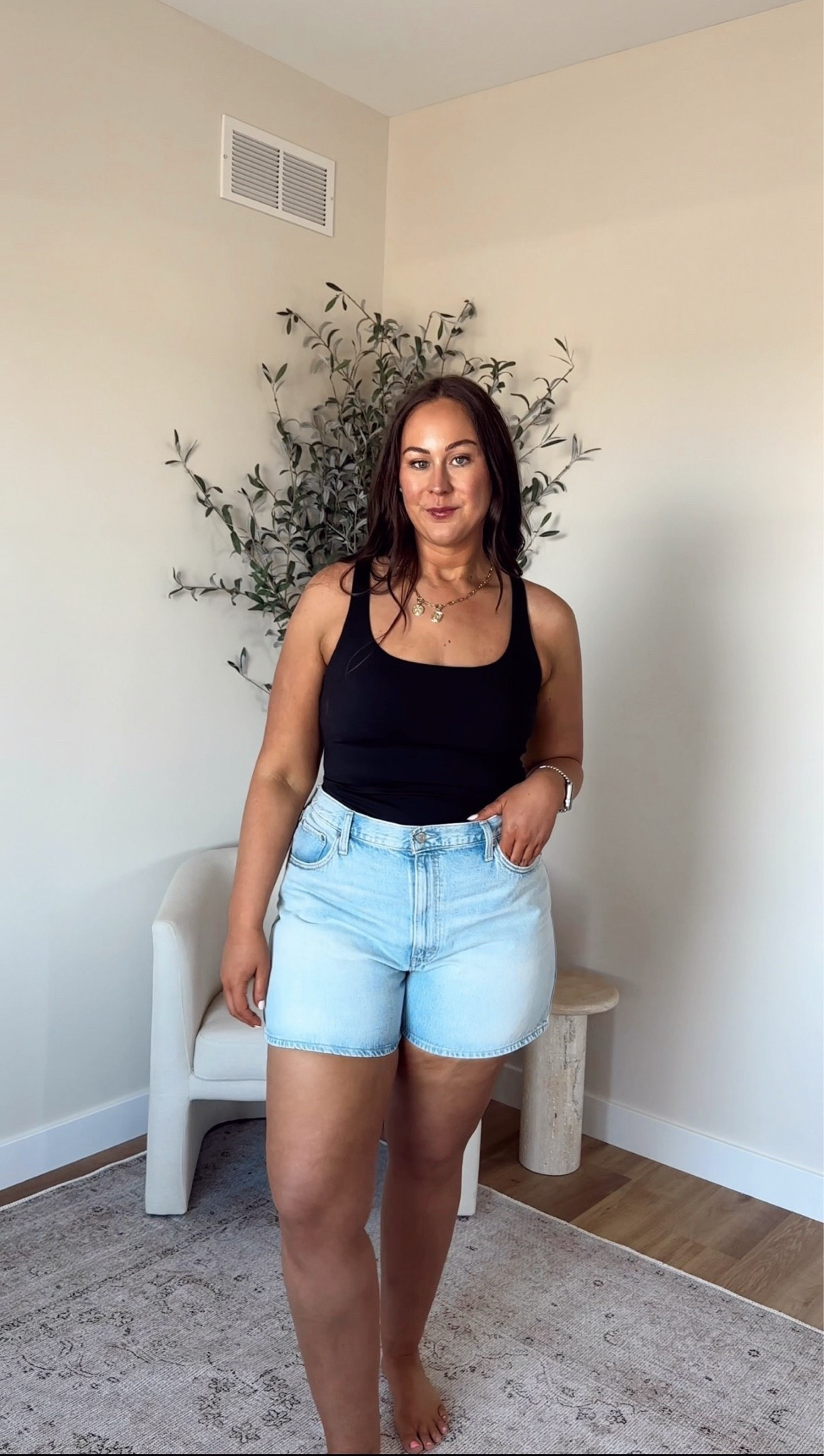 Amazon bra free tanks under $20 👏 wearing a large. Levi’s cinch shorts - I size up 2 sizes and do the 34. 

Amazon tops for women
Amazon basic tanks
Amazon tanks with built in bra
Amazon denim shorts for thick thighs
summer outfits

#LTKSaleAlert #LTKMidsize #LTKTall
