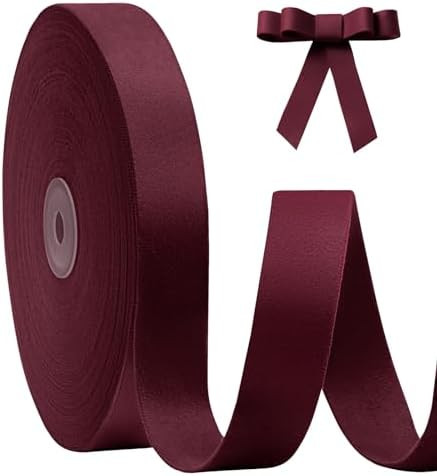 Burgundy Velvet Ribbon Double Faced 1 Inch x 20 Yard Burgundy Ribbon for Christmas Tree Decor Wre... | Amazon (US)