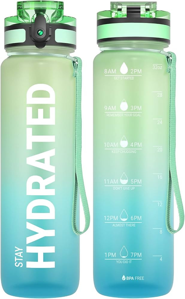 Sahara Sailor Water Bottles, 32oz Motivational Sports Water Bottle with Time Marker - Times to Dr... | Amazon (US)