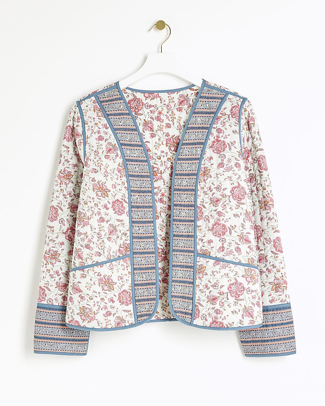 Pink quilted floral jacket | River Island (UK & IE)