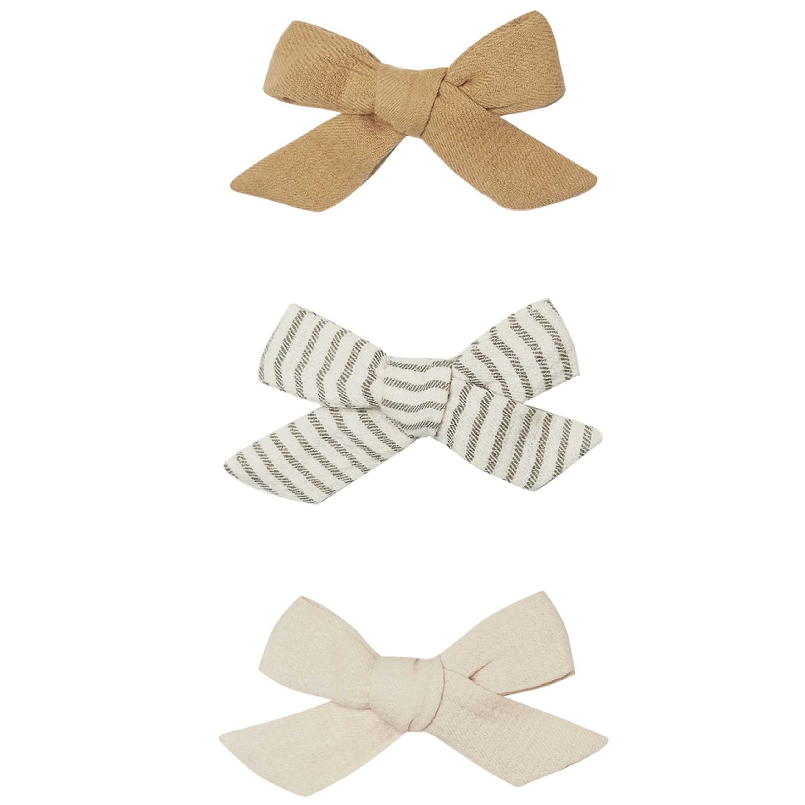 Bow w/ Clip Set of 3, Honey/Basil Stripe/Natural | SpearmintLOVE