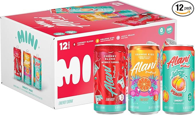 Alani Nu VARIETY PACK (CHERRY SLUSH, JUICY PEACH, ORANGE KISS), Low Calorie Energy Drinks, 100mg ... | Amazon (US)