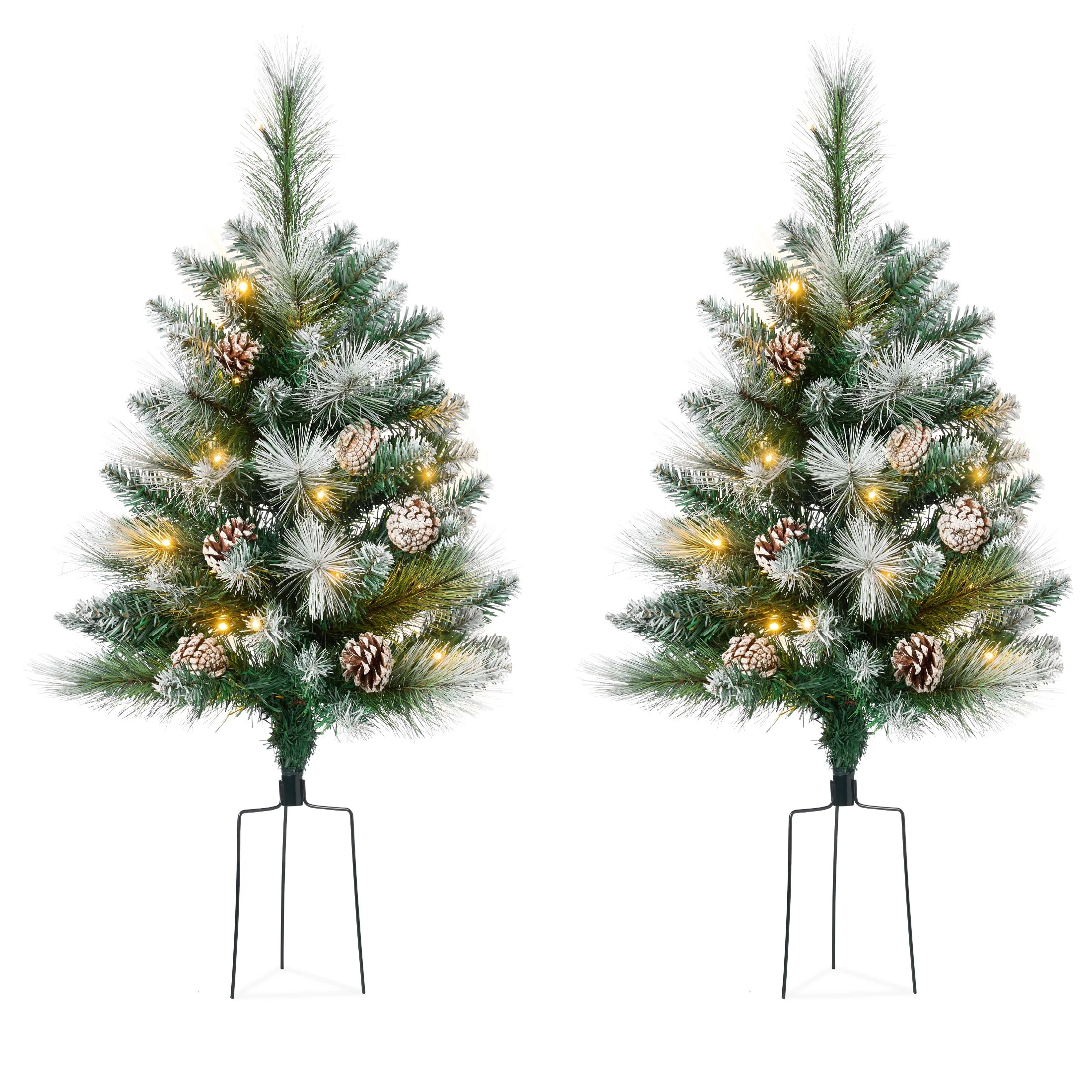 Best Choice Products Set of 2 24.5in Outdoor Frosted Scotch Pine Pathway Christmas Trees Decor w/... | Walmart (US)