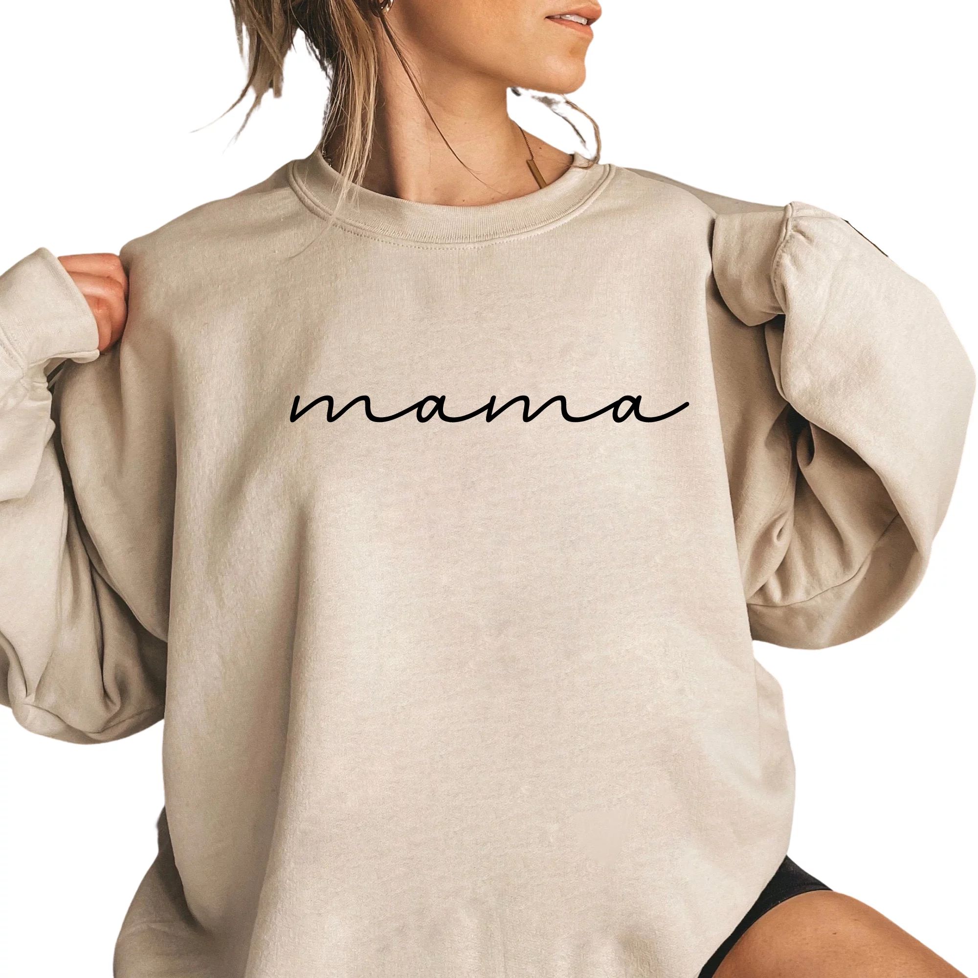 Womens Crewneck Sweatshirt Minimalist Mama Letter Print Loose Pullover Top | Walmart (US)