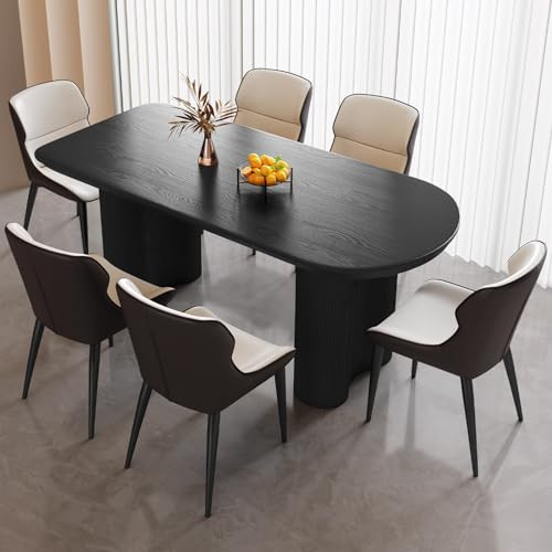 GraceNook Oval Black Dining Table Set for 4, 4 Seat Chairs Dining Room Table Sets, 63“ Comfy Black Backrest Dining Chairs, 5 Pieces Black Kitchen Dining Table (63" Black Dining Table with 6 Chairs) | Amazon (US)