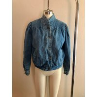 Awesome Vintage 80S Plaid Flannel Lined Pleated Snap Jean Jacket Women's Size Small | Etsy (US)