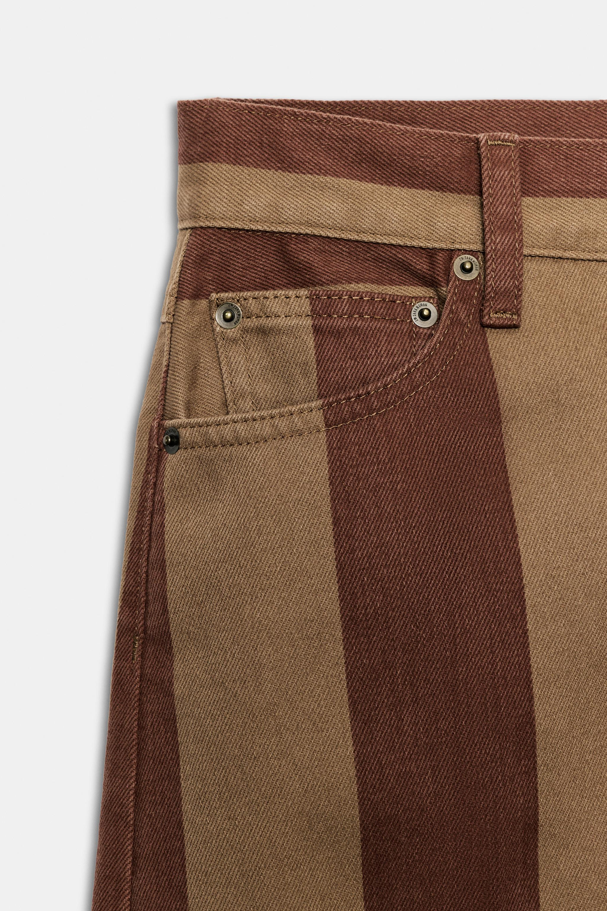 ZW COLLECTION STRIPED HIGH-WAIST TAPERED JEANS | Zara UK