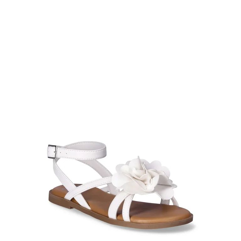 Madden NYC Little Girl & Big Girl Flat White Flower Dress Sandal, Sizes 13-5 | Walmart (US)