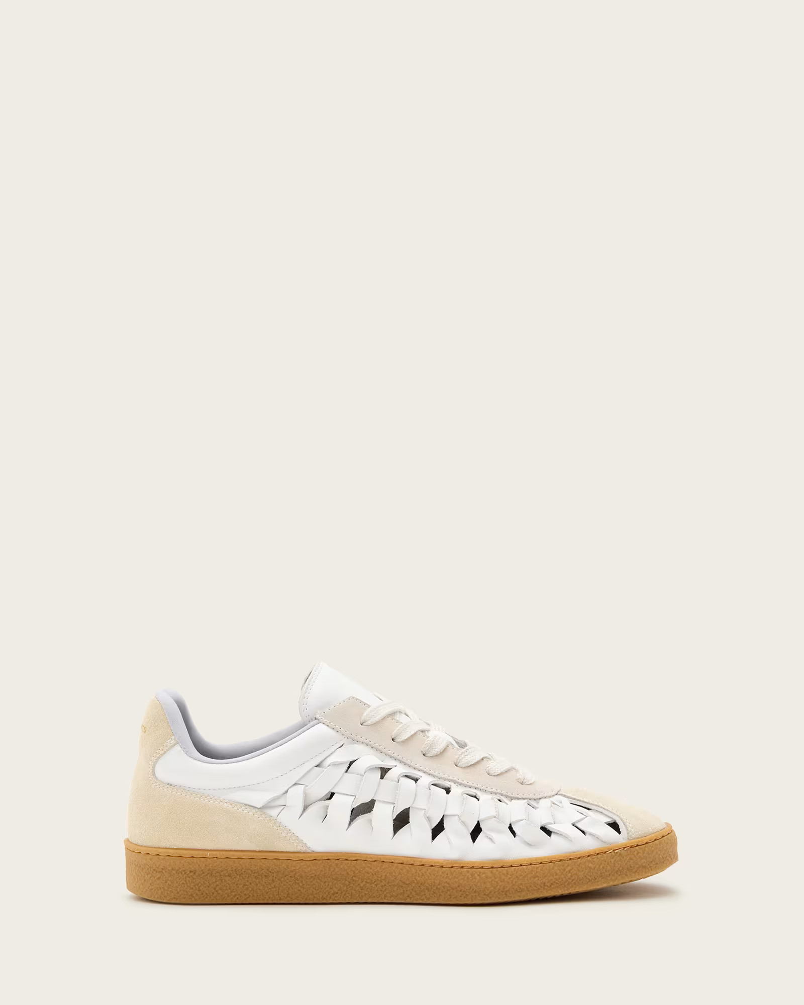 Velma Low Top Round Toe Woven Leather Trainers | AllSaints UK