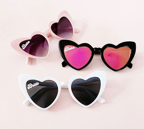 Heart Sunglasses Babe & Bride Sunglasses Bachelorette Party Sunglasses Beach Bachelorette Party F... | Etsy (US)