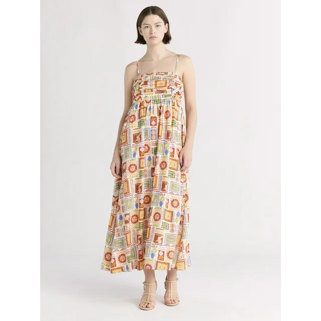 Free Assembly Women's Pleated Linen Blend Maxi Dress, Sizes XS-XXXL | Walmart (US)
