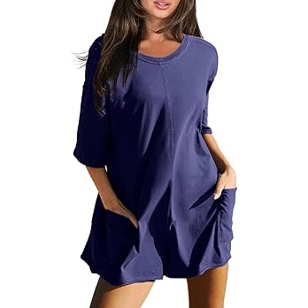 Glamaker Women's Summer Oversized Tee Romper Casual Workout Athletic Romper Onesie Backless Loose... | Amazon (US)