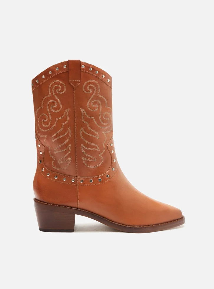 Bota Western Marrom Arezzo Couro Cano Médio Bordado | ZZ Mall (BR)