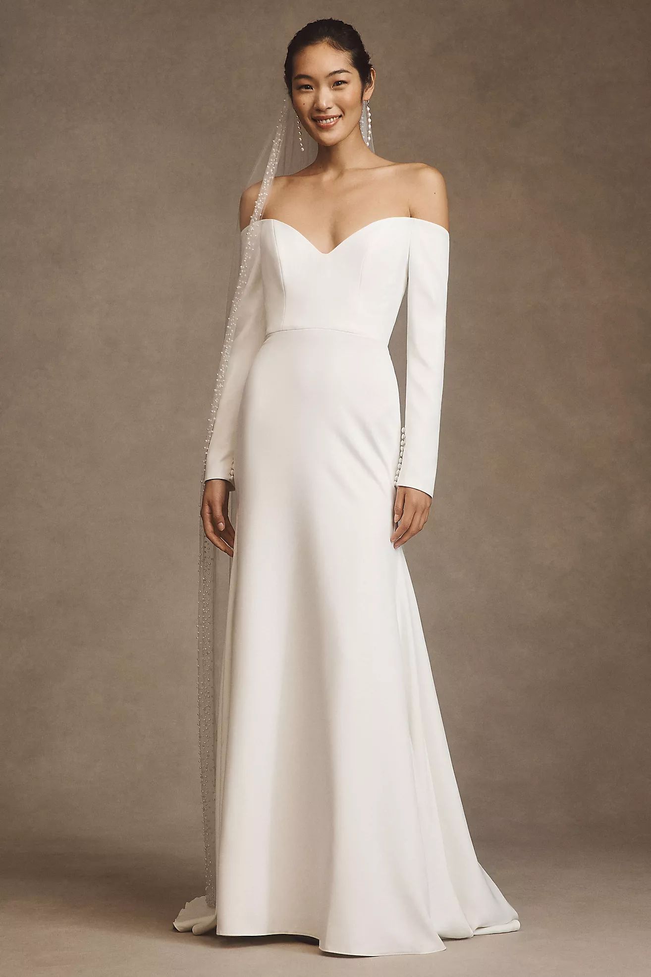 Willowby by Watters Nala Scoop-Neck Long-Sleeve Wedding Gown | Anthropologie (US)
