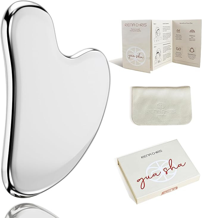 Rena Chris Gua Sha Facial Tools, Stainless Steel Gua Sha, Metal Gua Sha for Jawline Sculpting and... | Amazon (UK)
