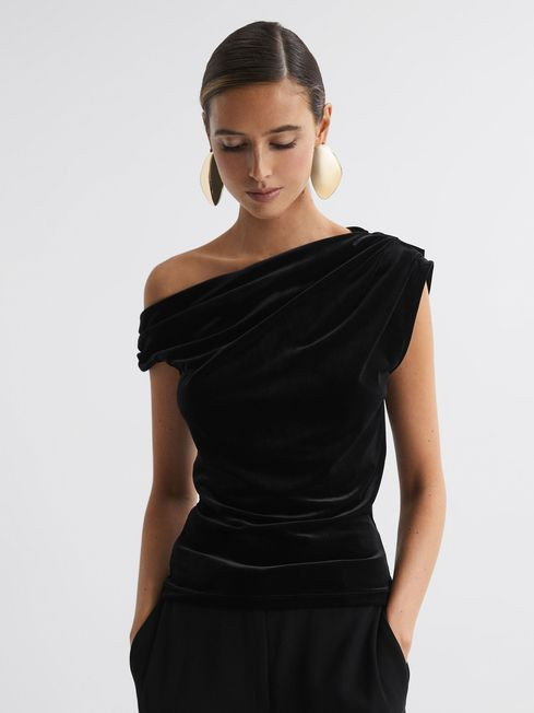 Velvet Off-The-Shoulder Top | Reiss UK